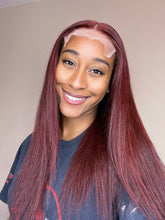 Load image into Gallery viewer, 5x5 16&quot; Straight Burgundy Wig
